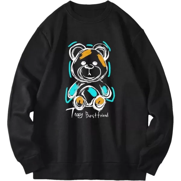 WDIRARA Men's Casual Letter Graphic Print Long Sleeve Crewneck Sweatshirt Tops