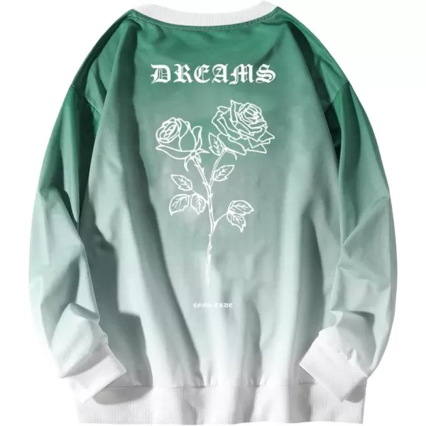 WDIRARA Men's Casual Letter Graphic Print Long Sleeve Crewneck Sweatshirt Tops