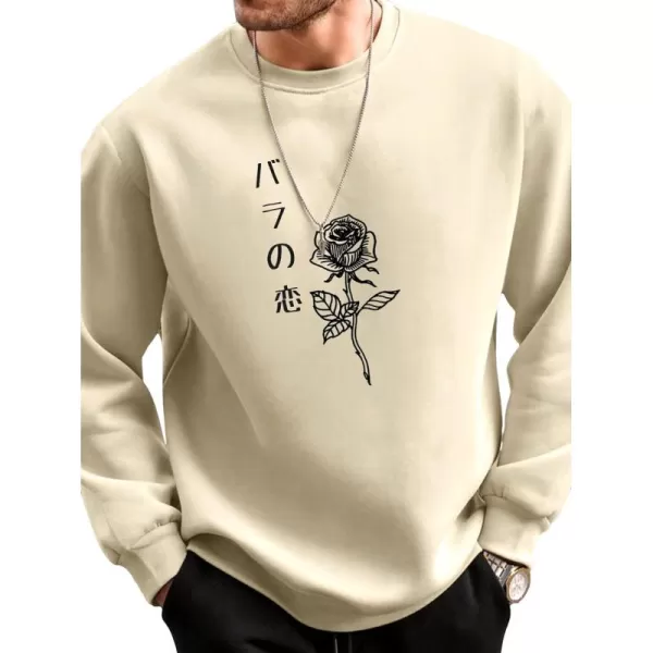 WDIRARA Men's Casual Letter Graphic Print Long Sleeve Crewneck Sweatshirt Tops