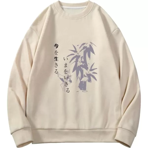 WDIRARA Men's Casual Letter Graphic Print Long Sleeve Crewneck Sweatshirt Tops