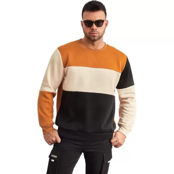 WDIRARA Men's Color Block Long Sleeve Crewneck Sweatshirt Pullover Casual Top