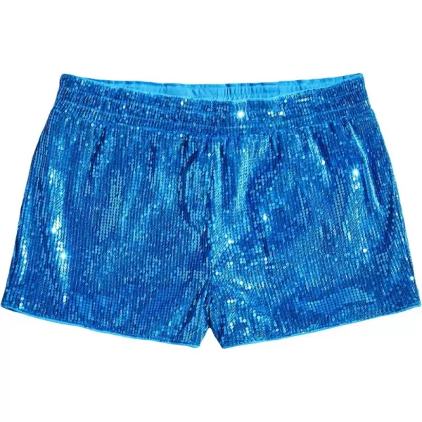 WDIRARA Men's Contrast Sequin Elastic Waist Track Shorts Natural Waist Straight Leg Shorts