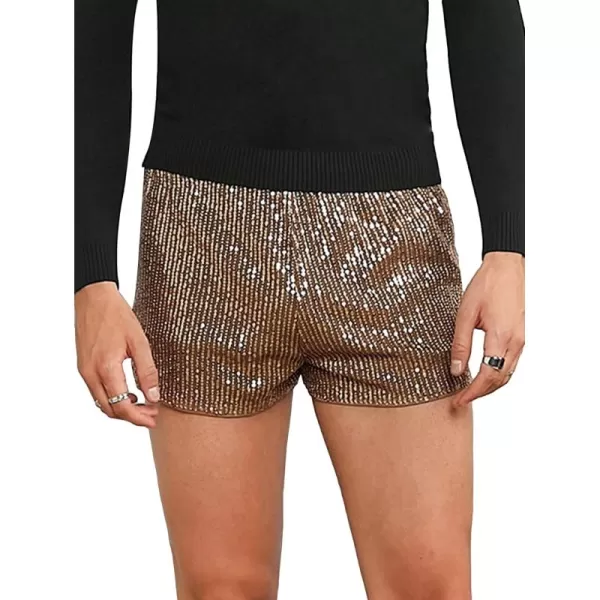 WDIRARA Men's Contrast Sequin Elastic Waist Track Shorts Natural Waist Straight Leg Shorts