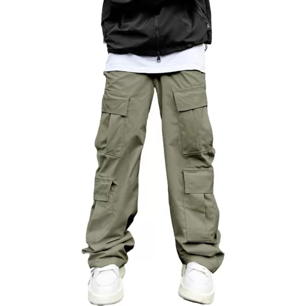WDIRARA Men's Drawstring High Waist Streetwear Cargo Pants with Pockets