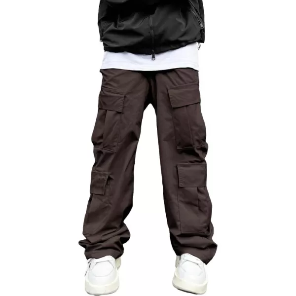 WDIRARA Men's Drawstring High Waist Streetwear Cargo Pants with Pockets