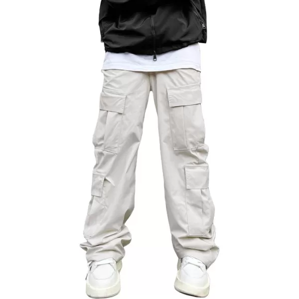 WDIRARA Men's Drawstring High Waist Streetwear Cargo Pants with Pockets