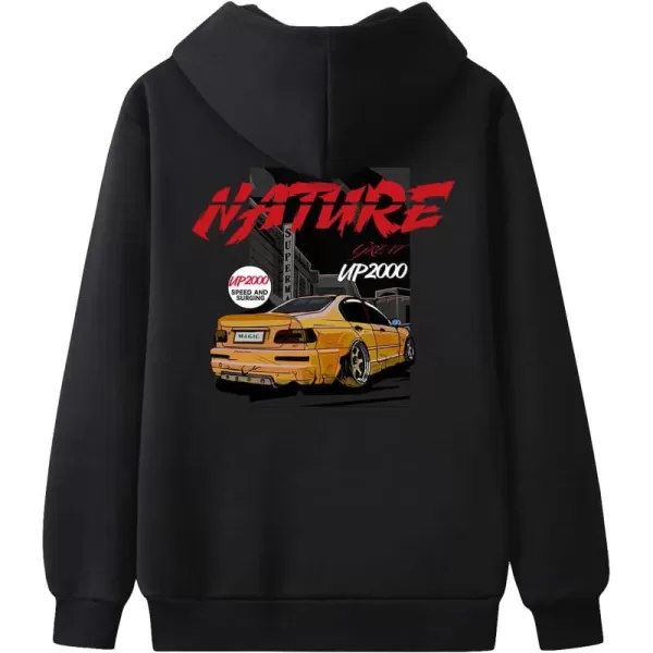 WDIRARA Men's Floral Graphic Print Drawstring Pocket Hoodie Sweatshirt