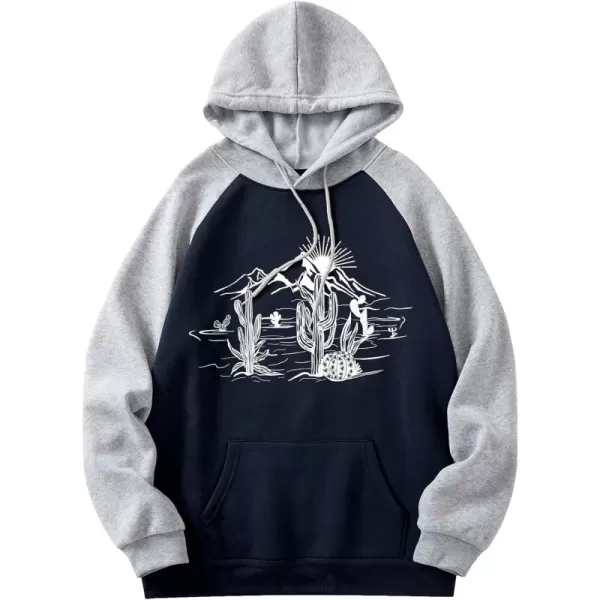 WDIRARA Men's Floral Graphic Print Drawstring Pocket Hoodie Sweatshirt