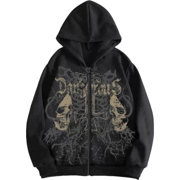 WDIRARA Men's Floral Graphic Print Drawstring Pocket Hoodie Sweatshirt