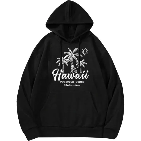 WDIRARA Men's Floral Graphic Print Drawstring Pocket Hoodie Sweatshirt