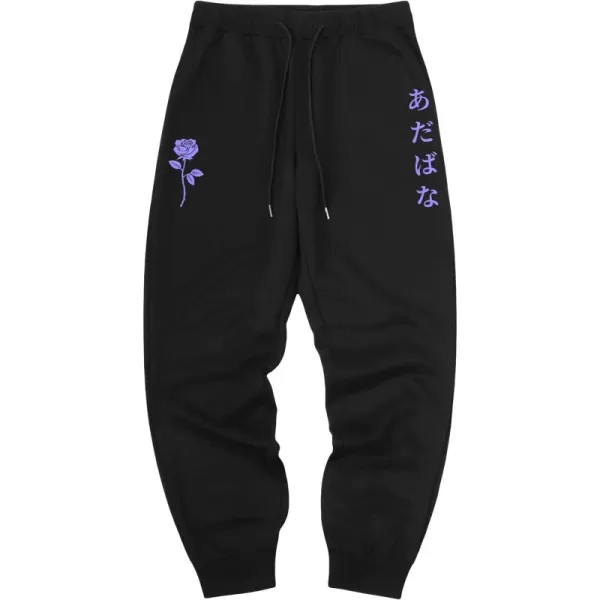 WDIRARA Men's Floral Letter Graphic Print Drawstring Waist Tie Front Sweatpants