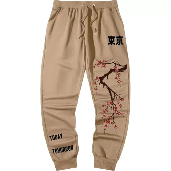 WDIRARA Men's Floral Letter Graphic Print Drawstring Waist Tie Front Sweatpants