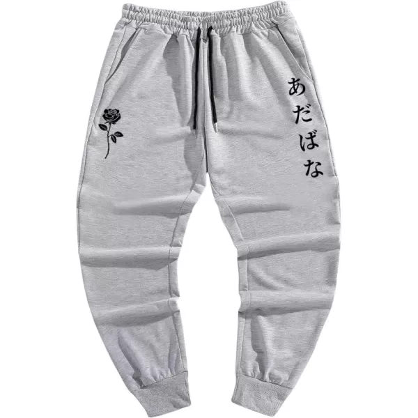 WDIRARA Men's Floral Letter Graphic Print Drawstring Waist Tie Front Sweatpants