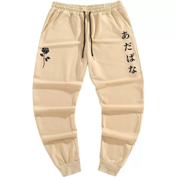 WDIRARA Men's Floral Letter Graphic Print Drawstring Waist Tie Front Sweatpants
