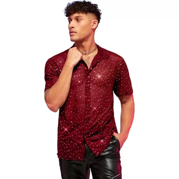 WDIRARA Men's Floral Mesh Tee Top Sheer Round Neck Short Sleeve T Shirts