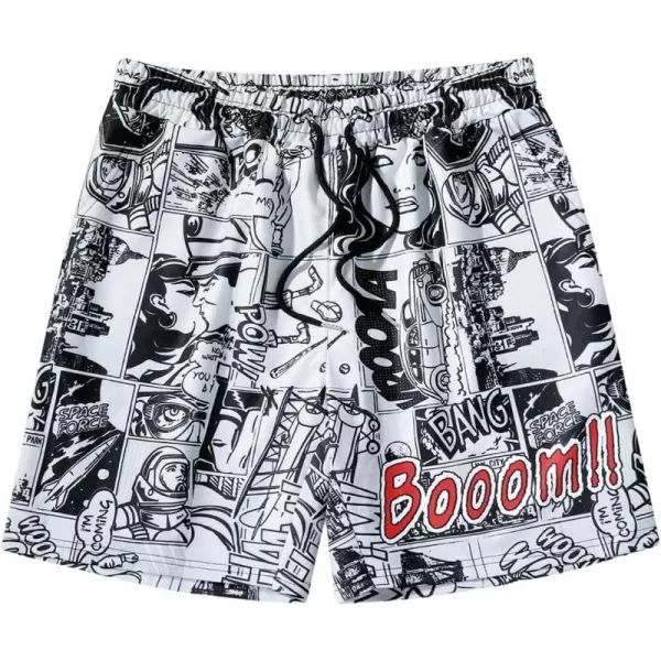 WDIRARA Men's Graphic Letter Print Drawstring Waist Shorts Summer Casual Beach Shorts