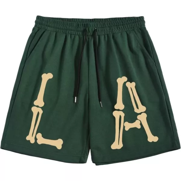 WDIRARA Men's Graphic Print Pocket Front Track Shorts Drawstring Waist Crop Shorts