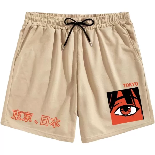 WDIRARA Men's Graphic Print Pocket Front Track Shorts Drawstring Waist Crop Shorts