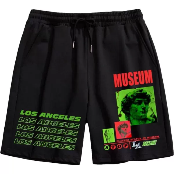 WDIRARA Men's Graphic Print Pocket Front Track Shorts Drawstring Waist Crop Shorts