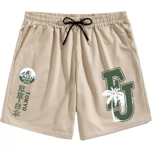 WDIRARA Men's Graphic Print Pocket Front Track Shorts Drawstring Waist Crop Shorts