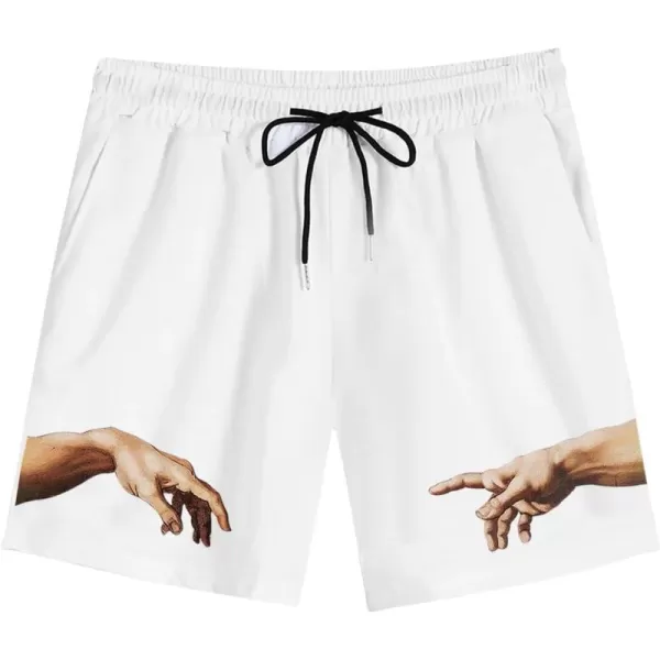 WDIRARA Men's Graphic Print Pocket Front Track Shorts Drawstring Waist Crop Shorts