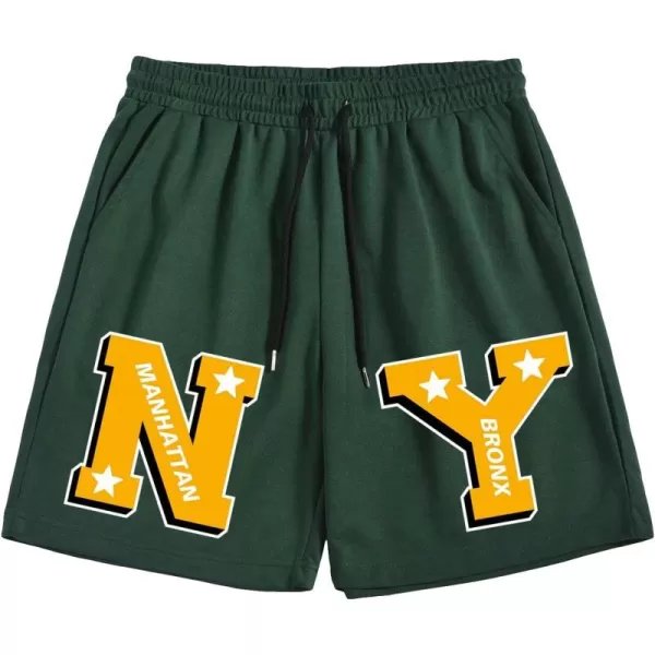 WDIRARA Men's Graphic Print Pocket Front Track Shorts Drawstring Waist Crop Shorts