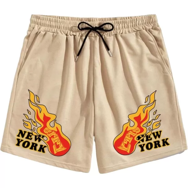 WDIRARA Men's Graphic Print Pocket Front Track Shorts Drawstring Waist Crop Shorts