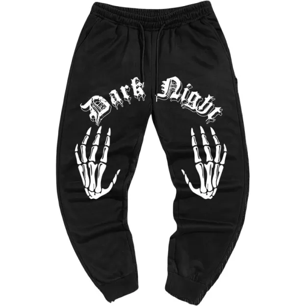 WDIRARA Men's Graphic Skeleton Print Drawstring Elastic Sweatpants Pants with Pocket