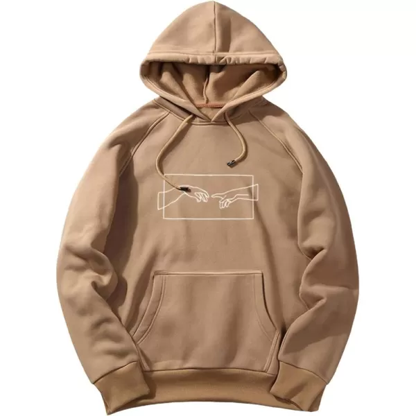 WDIRARA Men's Hand Graphic Print Drawstring Hoodie Long Sleeve Pocket Sweatshirt