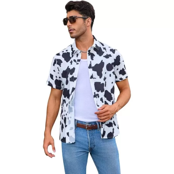 WDIRARA Men's Hawaiian Floral Print Button Front Shirts Short Sleeve Beach Tops