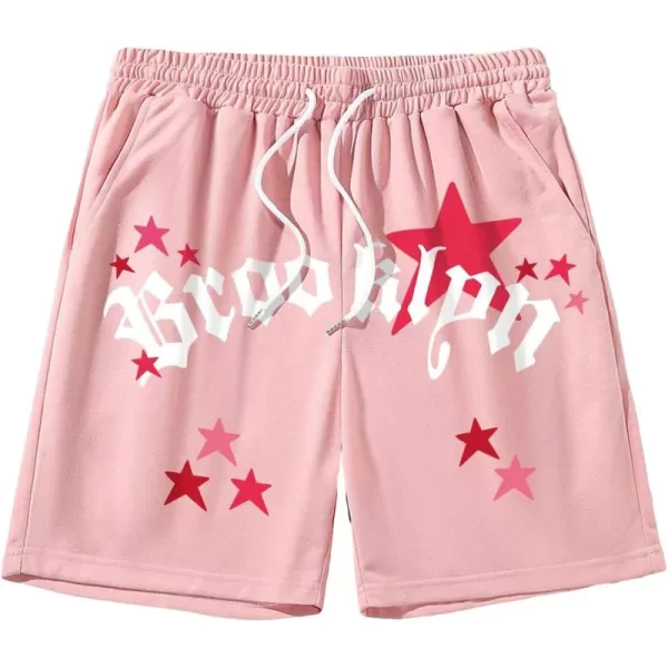 WDIRARA Men's Letter Floral Print Drawstring Waist High Waist Track Shorts