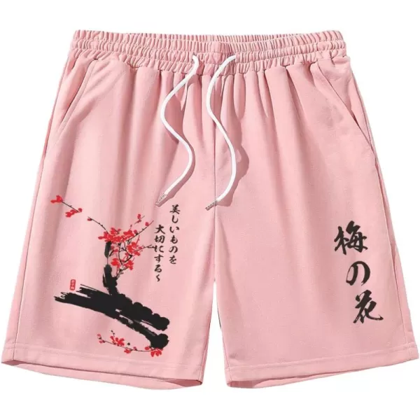 WDIRARA Men's Letter Floral Print Drawstring Waist High Waist Track Shorts