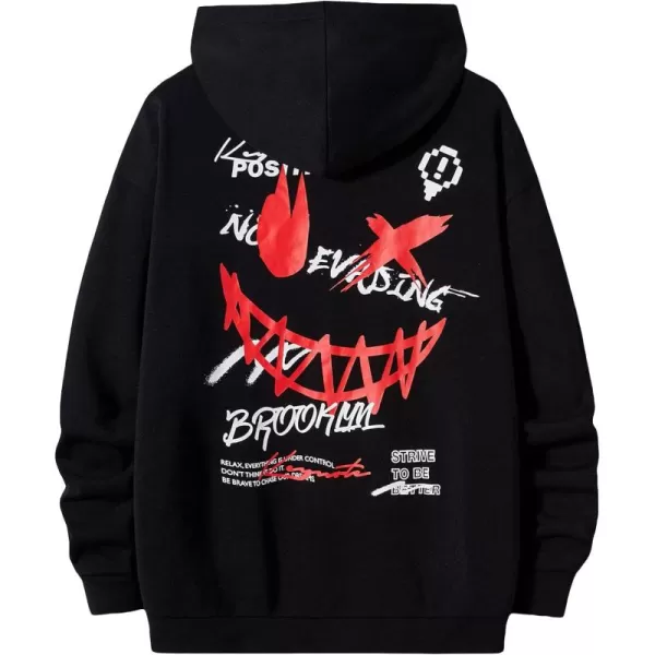 WDIRARA Men's Letter Graphic Print Drawstring Pocket Hoodie Pullovers Sweatshirt