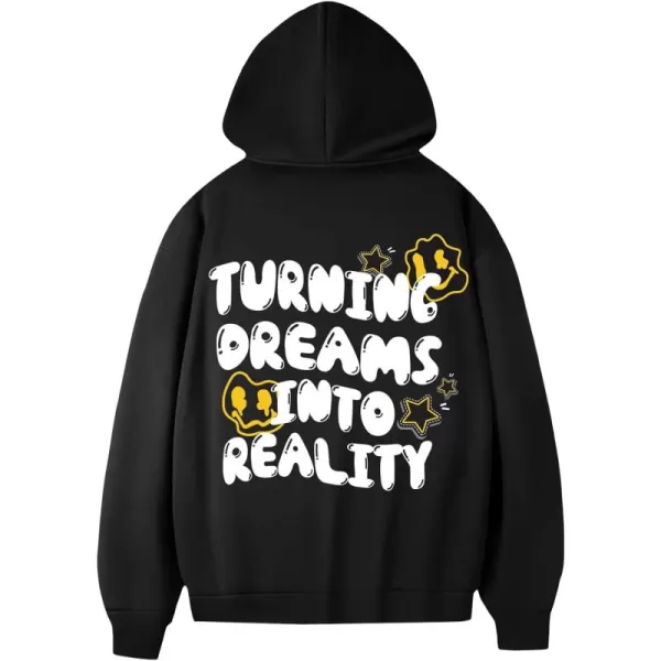 WDIRARA Men's Letter Graphic Print Drawstring Pocket Hoodie Pullovers Sweatshirt