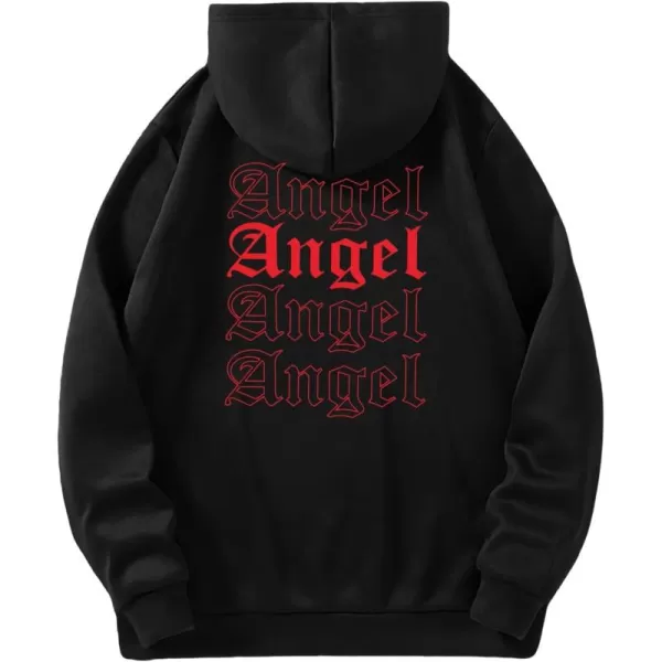 WDIRARA Men's Letter Graphic Print Drawstring Pocket Hoodie Pullovers Sweatshirt