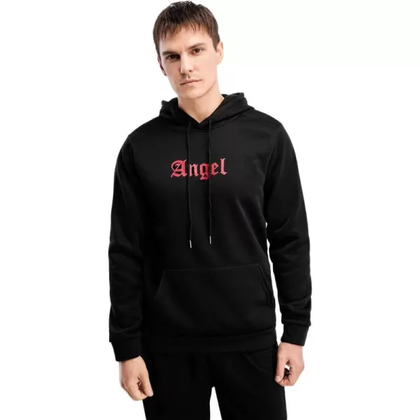 WDIRARA Men's Letter Graphic Print Drawstring Pocket Hoodie Pullovers Sweatshirt