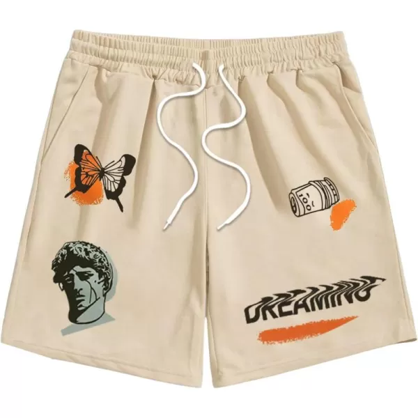 WDIRARA Men's Letter Graphic Print Drawstring Waist Active Track Shorts