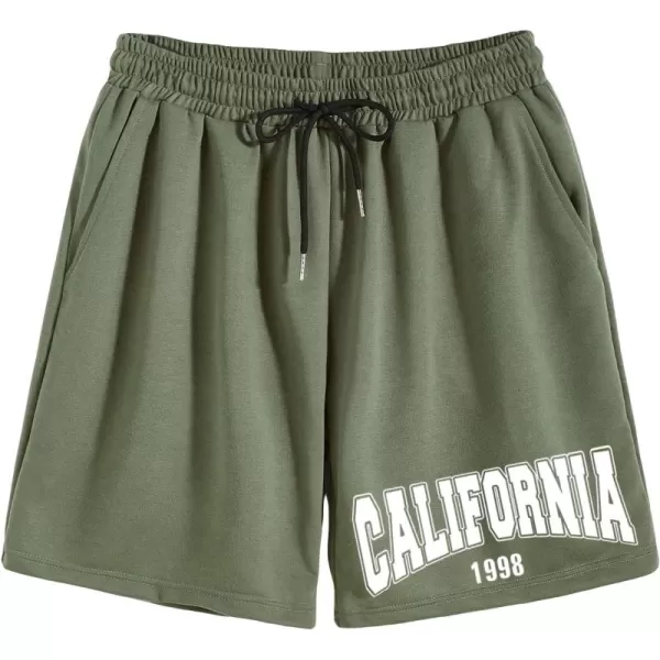 WDIRARA Men's Letter Graphic Print Drawstring Waist Active Track Shorts
