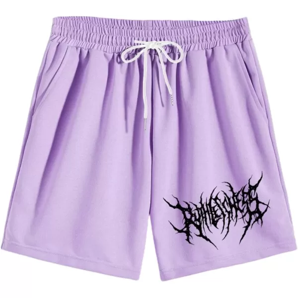 WDIRARA Men's Letter Graphic Print Drawstring Waist Tie Front Pocket Track Shorts