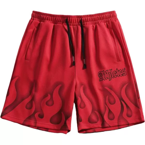 WDIRARA Men's Letter Graphic Print Drawstring Waist Tie Front Pocket Track Shorts