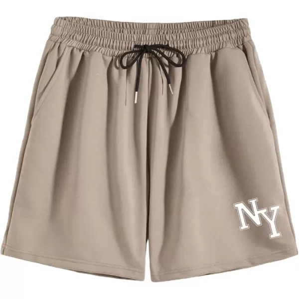WDIRARA Men's Letter Graphic Print Drawstring Waist Tie Front Pocket Track Shorts