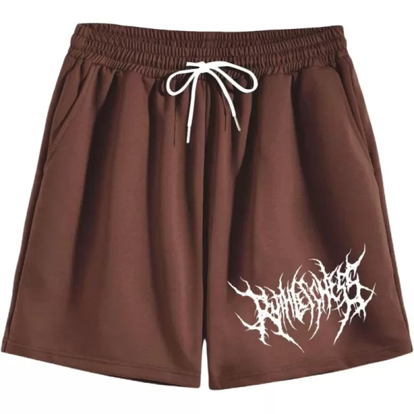 WDIRARA Men's Letter Graphic Print Drawstring Waist Tie Front Pocket Track Shorts