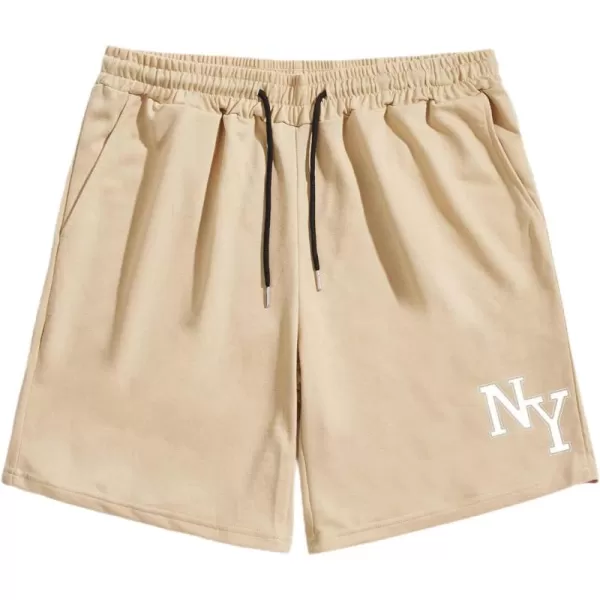 WDIRARA Men's Letter Graphic Print Drawstring Waist Tie Front Pocket Track Shorts