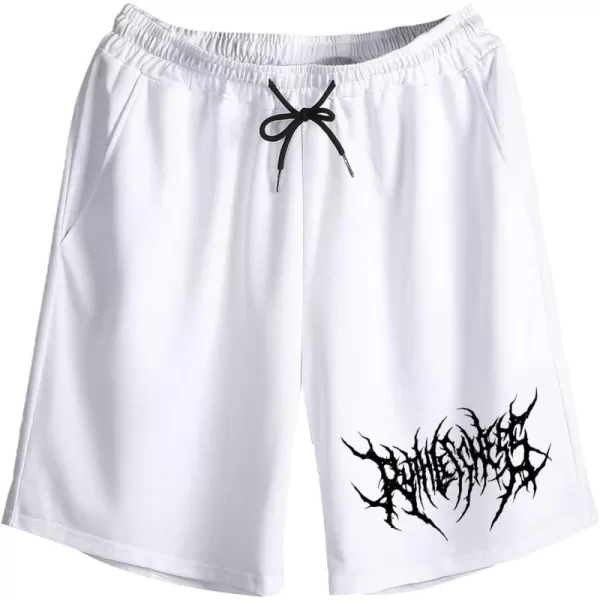 WDIRARA Men's Letter Graphic Print Drawstring Waist Tie Front Pocket Track Shorts