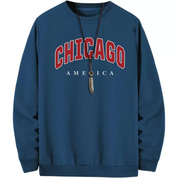 WDIRARA Men's Letter Graphic Print Long Sleeve Sweatshirt Round Neck Top Shirt