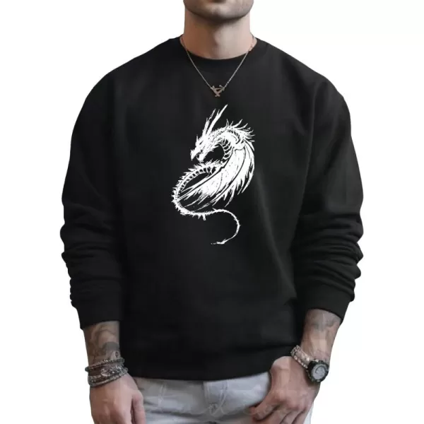 WDIRARA Men's Letter Graphic Print Round Neck Long Sleeve Sweatshirt Pullovers