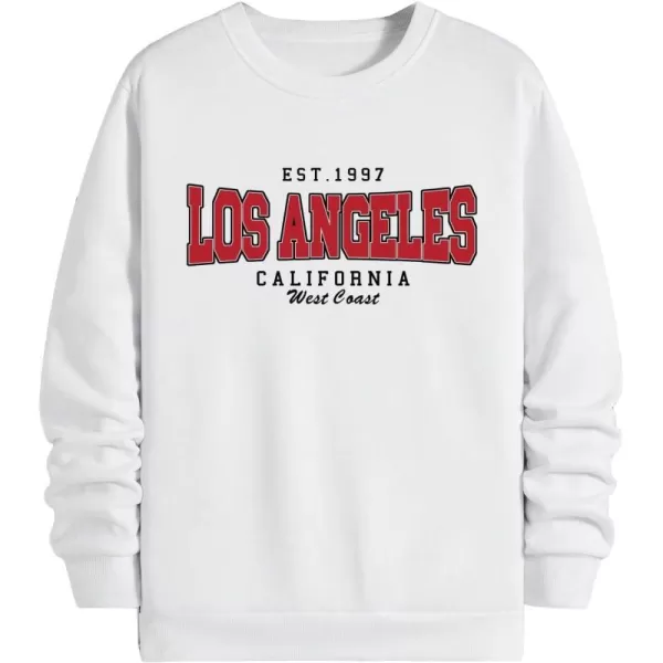 WDIRARA Men's Letter Graphic Print Round Neck Long Sleeve Sweatshirt Pullovers
