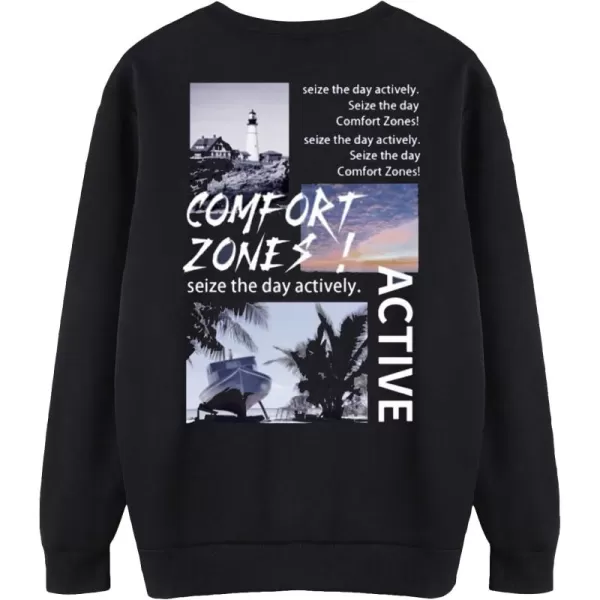 WDIRARA Men's Letter Graphic Print Round Neck Long Sleeve Sweatshirt Pullovers