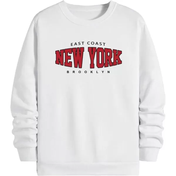 WDIRARA Men's Letter Graphic Print Round Neck Long Sleeve Sweatshirt Pullovers