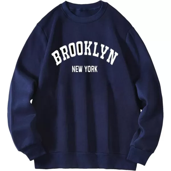 WDIRARA Men's Letter Graphic Print Round Neck Long Sleeve Sweatshirt Pullovers